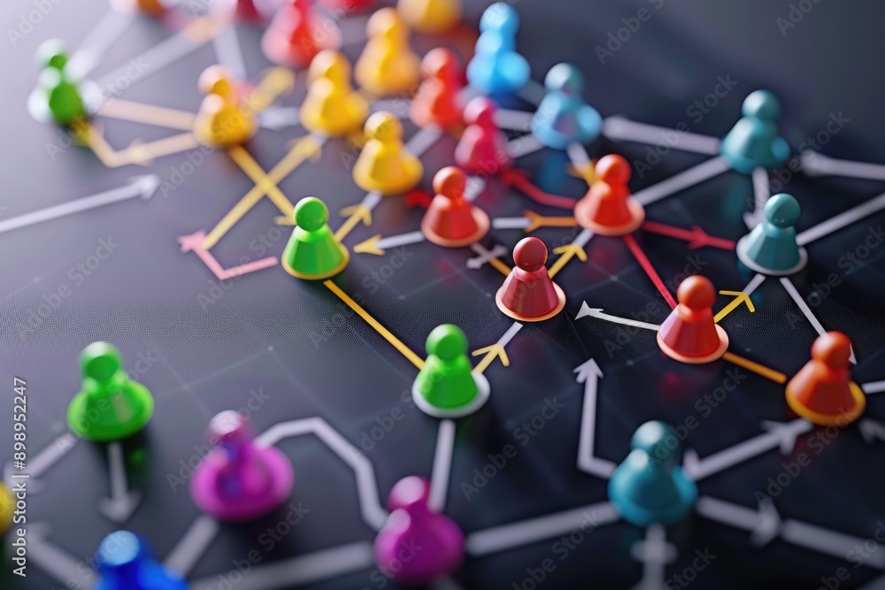 Poster a collection of bright pins and arrows on a dark background, perfect for illustrating concepts or id