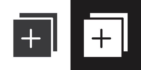 Add new icon Flat set in black and white color outline vector