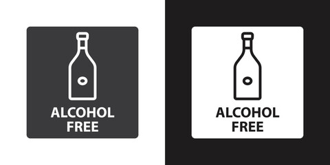 Alcohol free icon Flat set in black and white color outline vector