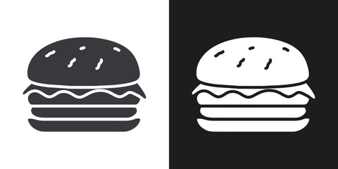 Hamburger icon Flat set in black and white color outline vector