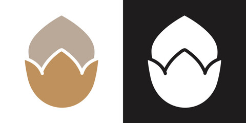 Hazelnut icon Flat set in black and white color outline vector