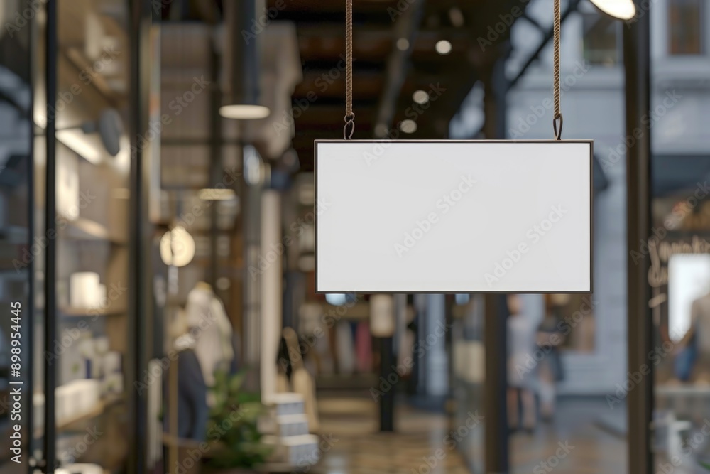 Aufkleber Sign hangs from the side of a building with white background and text in black