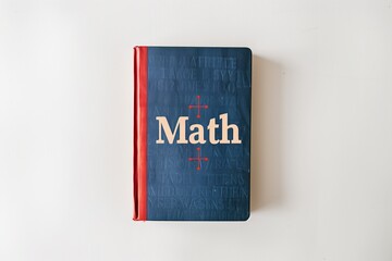 Isolated Blue Red Math Textbook on Blank White No Background Generative Illustration