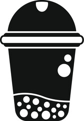 Simple silhouette of a bubble tea plastic cup full of delicious tapioca balls