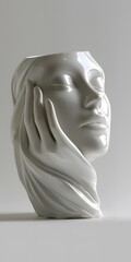 Fototapeta premium White Ceramic Sculpture of a Female Face
