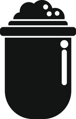 Black silhouette icon of a full trash can overflowing with garbage waste
