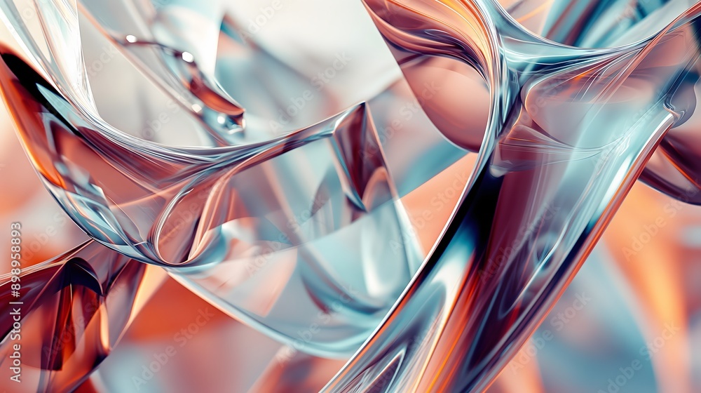 Aufkleber 38. **generate a 3d geometric abstraction featuring overlapping transparent glass shapes with high-g