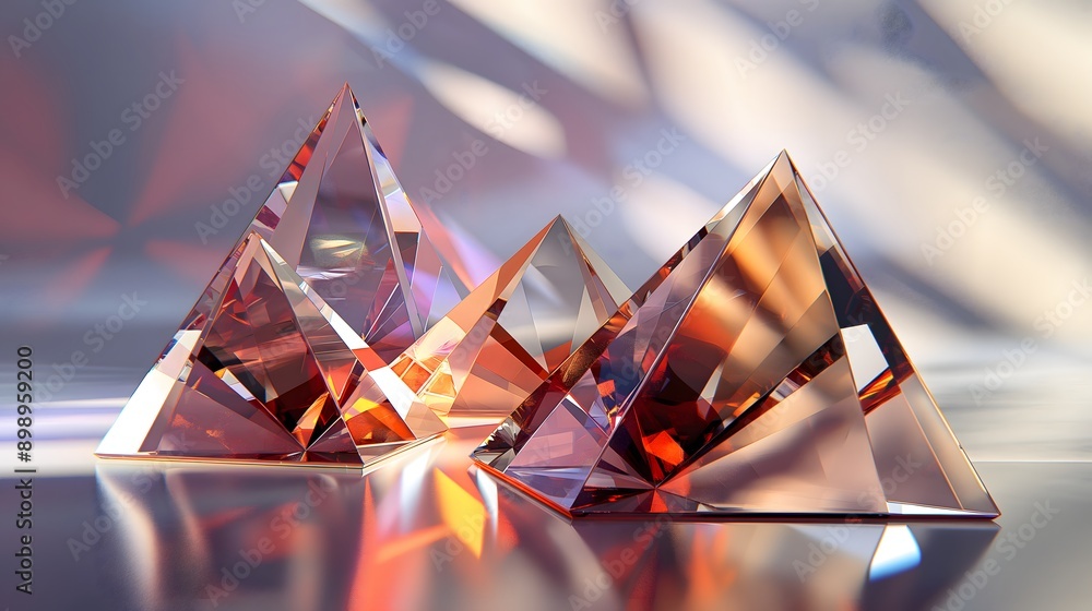 Aufkleber 48. **visualize a 3d render of abstract geometric glass shapes with high-gloss finishes and complex 