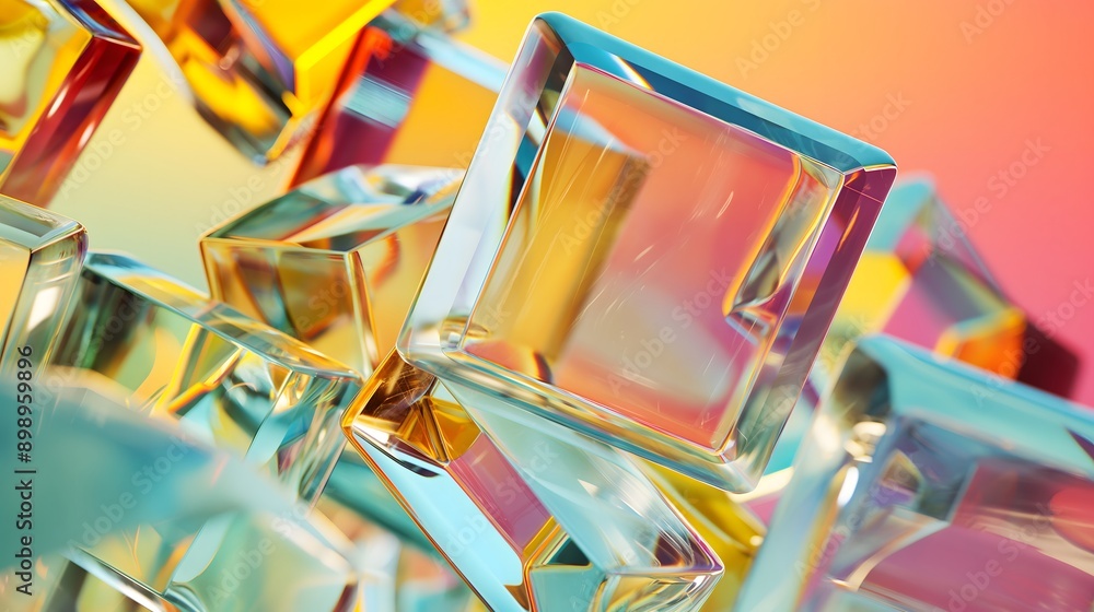 Poster 41. **produce a 3d geometric abstraction of interconnected transparent glass forms with high-gloss f