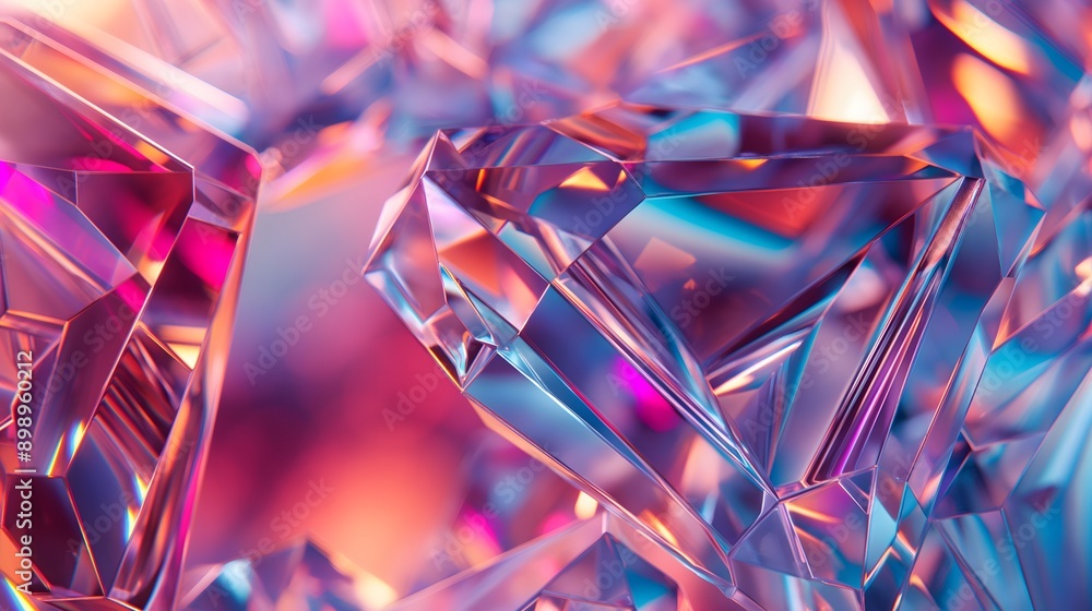 Poster 49. **create a 3d image of interconnected geometric glass prisms with smooth, glossy surfaces and in
