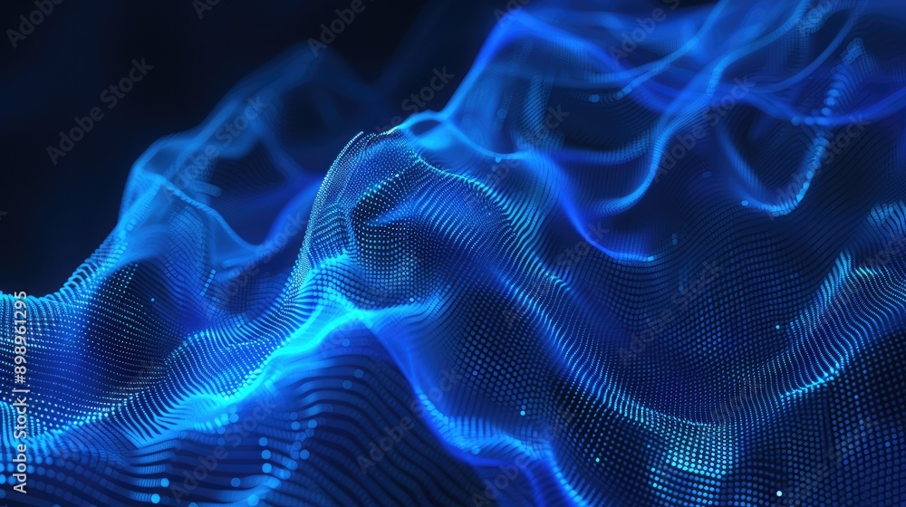 Poster blue abstract background with dynamic glowing lines, perfect for technology and data connectivity th