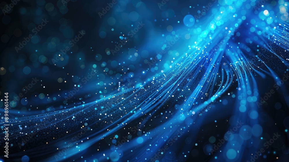 Poster blue abstract background with dynamic glowing lines, perfect for technology and data connectivity th