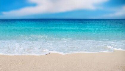 Fototapeta premium Beautiful summer background with a sandy beach and blue sea. The concept of vacation