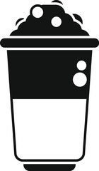 Plastic cup full of bubble tea with tapioca pearls is overflowing