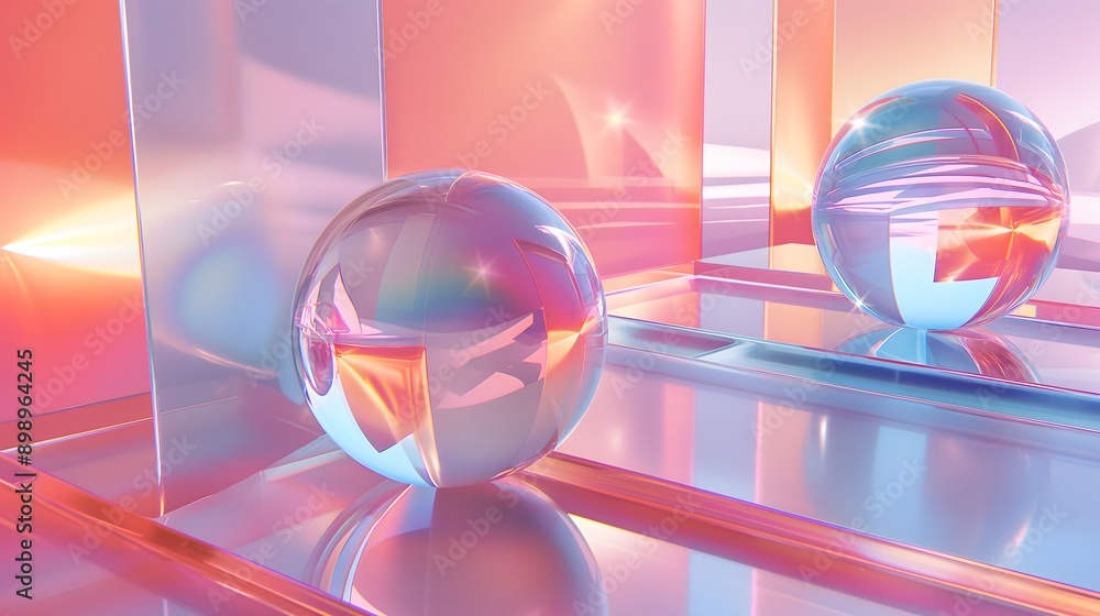 Aufkleber 43. **create a 3d image of smooth, transparent geometric glass structures with high-gloss finishes, 