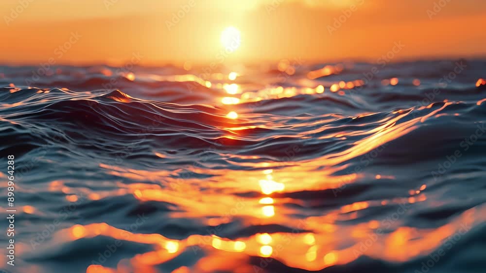 Poster the warmth of a gradient sunset sky mixes with the rough grainy surface of a calm ocean creating a c