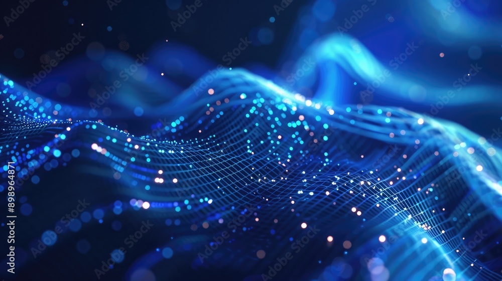 Aufkleber blue abstract background with vibrant glowing lines, perfect for advanced data technology and digita