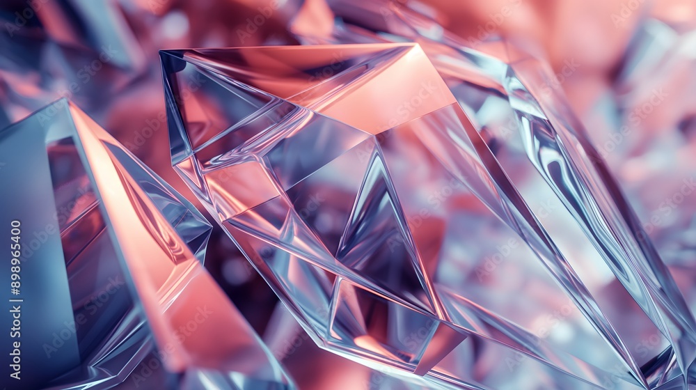 Aufkleber 31. **create a 3d image of interconnected geometric glass shapes with glossy surfaces and subtle lig
