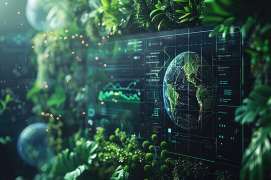 A computer screen showing an image of the Earth from space, suitable for use in educational or informational materials