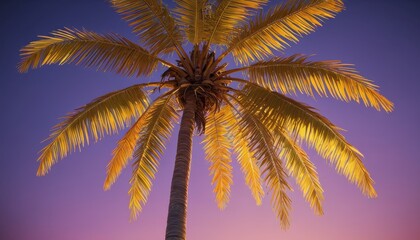 Palm Tree Silhouette Against a Purple Sky. with copy space for text