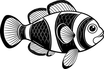 Funny Clownfish Vector Illustration Cartoon Clipart And Line Art Design, Cute and funny clownfish vector illustration in cartoon style with white background.