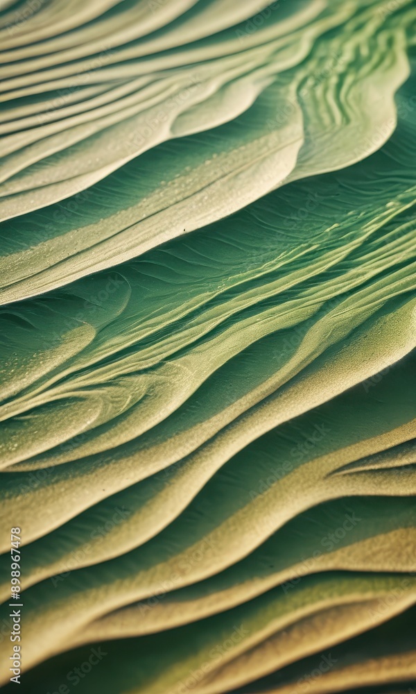 Aufkleber abstract green and beige wavy pattern. with copy space for text