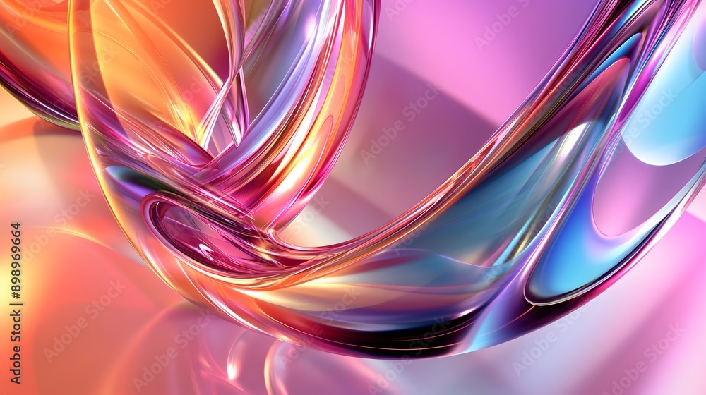 Aufkleber 46. **render a 3d transparent glass construct with intricate, high-gloss surfaces and dynamic lighti