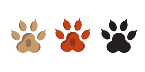 Vector illustration of a black animal paw print silhouette