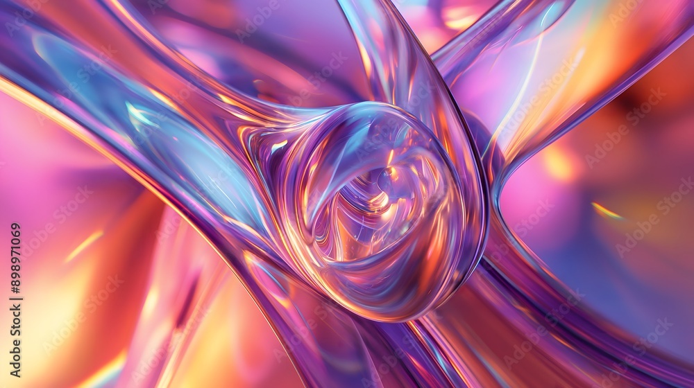 Poster 48. **visualize a 3d abstract glass structure with smooth, high-gloss surfaces and soft light intera