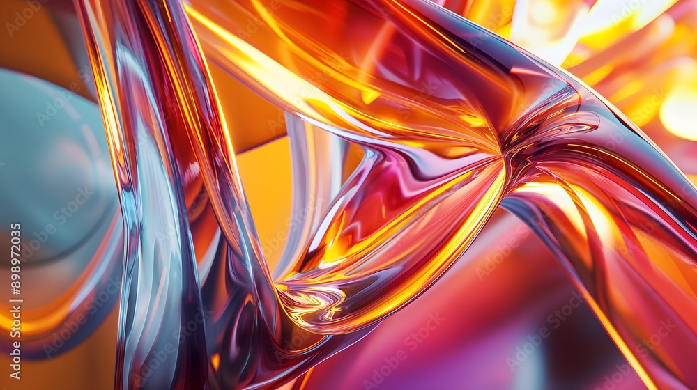 Poster 48. **visualize a 3d abstract glass structure with smooth, high-gloss surfaces and soft light intera