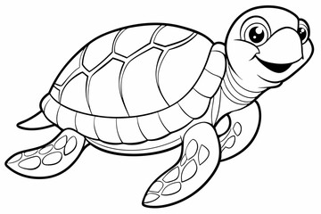 Funny Sea Turtle Vector Illustration, Cartoons, Clipart, and Line Art Design, Funny sea turtle vector, cartoon, clipart, and line art design on white background.