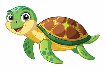 Funny Sea Turtle Vector Illustration, Cartoons, Clipart, and Line Art Design, Funny sea turtle vector, cartoon, clipart, and line art design on white background.