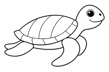 Funny Sea Turtle Vector Illustration, Cartoons, Clipart, and Line Art Design, Funny sea turtle vector, cartoon, clipart, and line art design on white background.