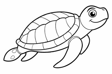 Funny Sea Turtle Vector Illustration, Cartoons, Clipart, and Line Art Design, Funny sea turtle vector, cartoon, clipart, and line art design on white background.