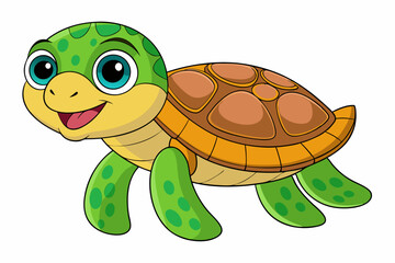 Funny Sea Turtle Vector Illustration, Cartoons, Clipart, and Line Art Design, Funny sea turtle vector, cartoon, clipart, and line art design on white background.