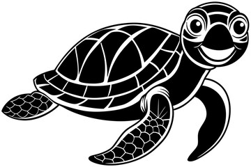 Funny Sea Turtle Vector Illustration, Cartoons, Clipart, and Line Art Design, Funny sea turtle vector, cartoon, clipart, and line art design on white background.