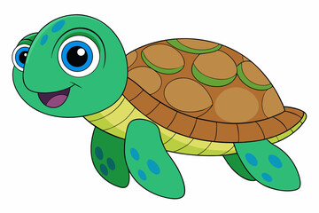 Funny Sea Turtle Vector Illustration, Cartoons, Clipart, and Line Art Design, Funny sea turtle vector, cartoon, clipart, and line art design on white background.
