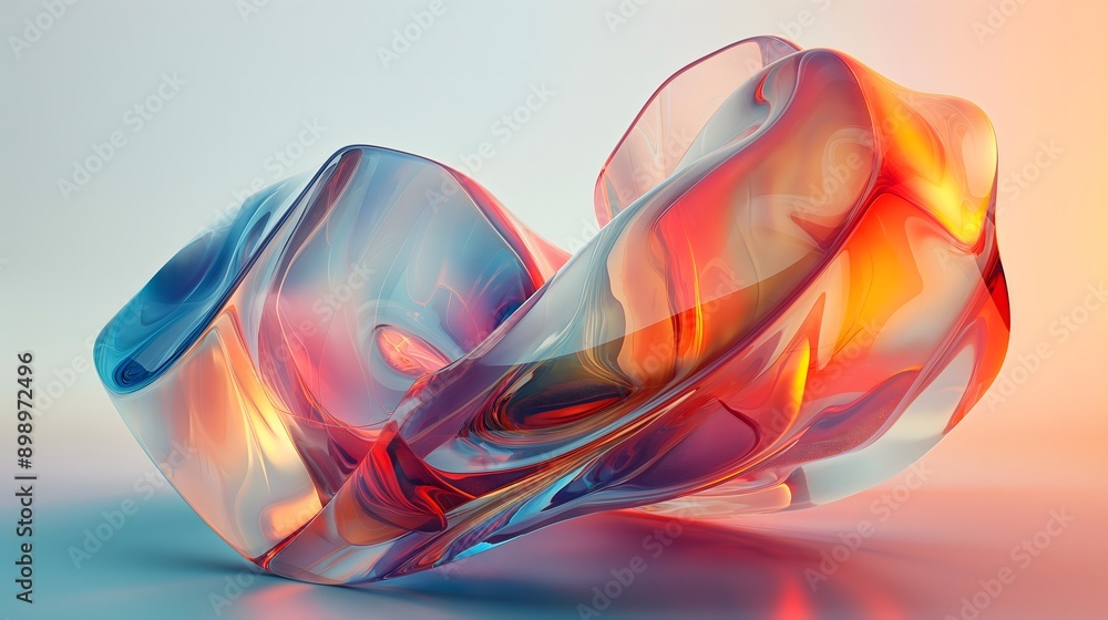 Poster 41. **produce a 3d glossy glass form with intricate light play and transparent qualities, set agains