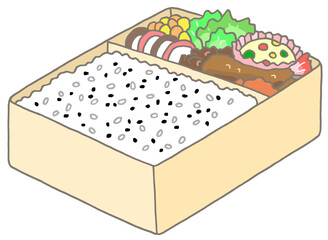 弁当のイラスト - ごま塩弁当