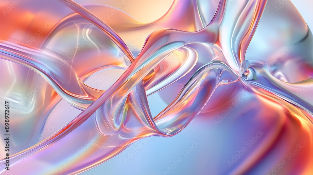 Poster 48. **visualize a 3d abstract glass structure with smooth, high-gloss surfaces and soft light intera