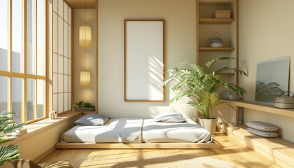 Contemporary Japan bedroom modern furniture with empty frame