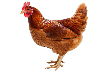 Fototapeta premium [Transparent Background PNG]A brown hen with a red comb and wattle isolated on a white background