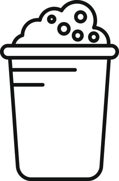 recommend clip art: Simple line icon of a bucket full of soapy water for cleaning