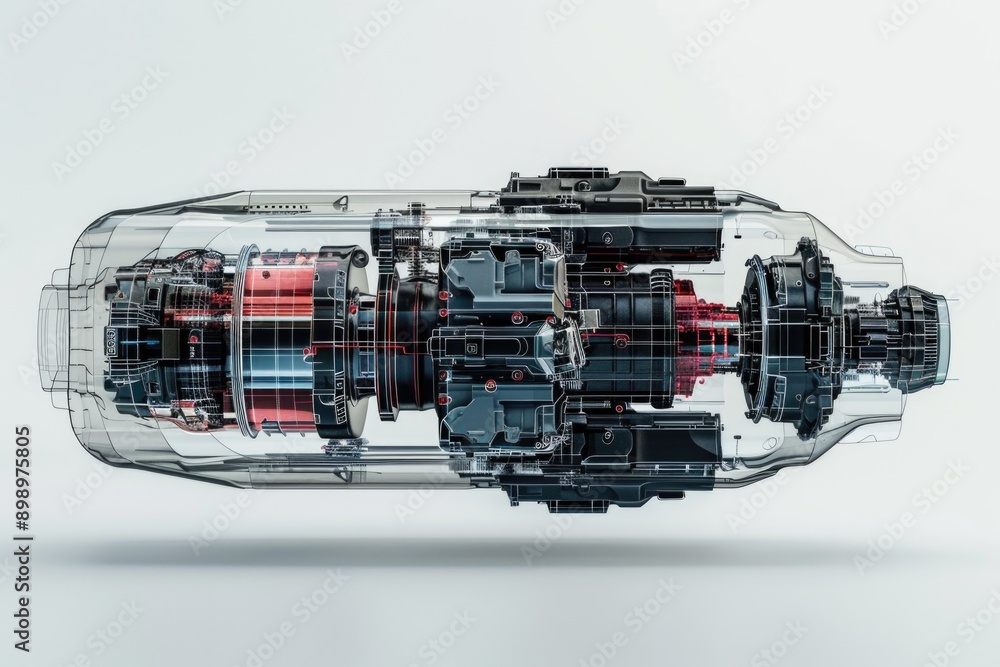 Aufkleber close-up view of a car engine's internal components