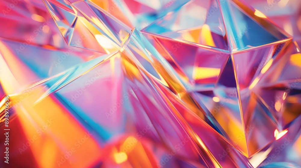 Aufkleber 13. **create a 3d image of interconnected geometric glass prisms with high-gloss finishes and intric