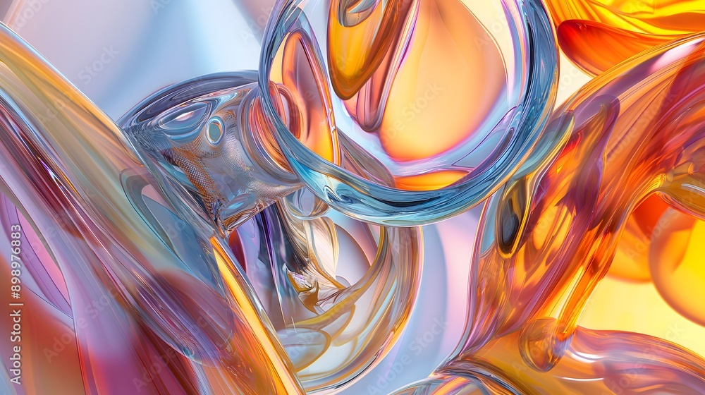 Aufkleber 44. **generate a 3d image of intricate glass forms with high-gloss finishes and complex refractions,