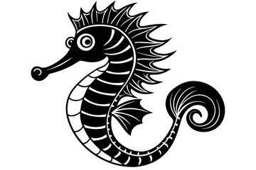 Funny Seahorse Vector Illustration on White Background Cartoons, Clipart, Line Art Design, Funny seahorse vector art on white background, ideal for cartoons, clipart, and line art designs
