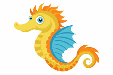 Funny Seahorse Vector Illustration on White Background Cartoons, Clipart, Line Art Design, Funny seahorse vector art on white background, ideal for cartoons, clipart, and line art designs