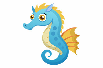 Fototapeta premium Funny Seahorse Vector Illustration on White Background Cartoons, Clipart, Line Art Design, Funny seahorse vector art on white background, ideal for cartoons, clipart, and line art designs