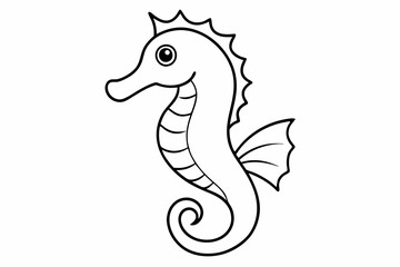 Funny Seahorse Vector Illustration on White Background Cartoons, Clipart, Line Art Design, Funny seahorse vector art on white background, ideal for cartoons, clipart, and line art designs